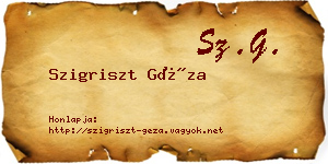 Szigriszt Géza névjegykártya